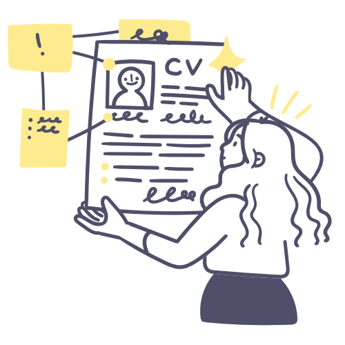 dessin d'un personnage qui présente son cv